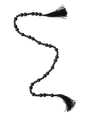 Acacia Wood Bead Garland w/ Raffia Tassel 45"