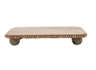 Decorative Mango Wood Pedestal w/ Wood Beads