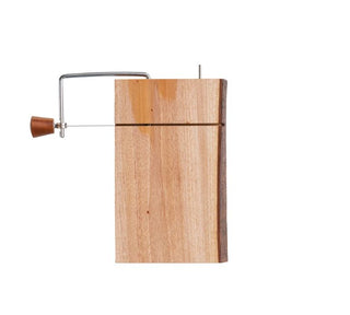 10-1/2" L x 8-1/3"  W Mahogany Wood & Stainless Steel Cheese Slicer w/ Bark Edge, Natural
