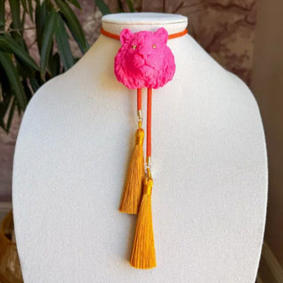 Tiger Bolo Flamingo Pink with Solar Orange & Golden Yellow