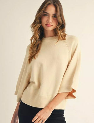 Drop shoulder soft comfy sweater top