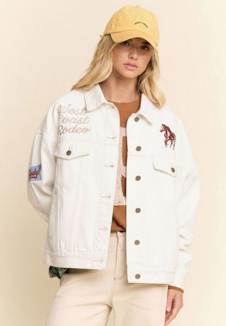 Embroidered Western Denim Trucker Jacket