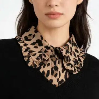 Leopard Ruffled Fake Collar