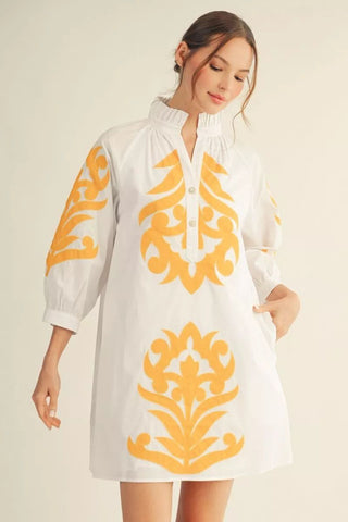 Floral applique shift dress