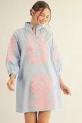 Floral applique shift dress