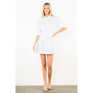 Short Puff Sleeve Collared Dress
