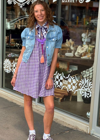 Ruffle Spaghetti Strap Gingham Dress