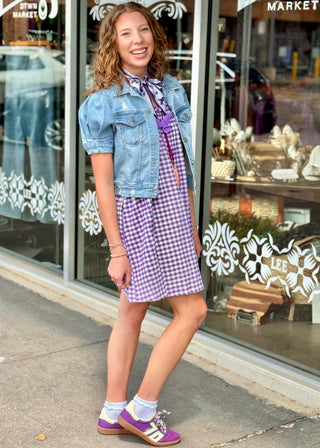 Ruffle Spaghetti Strap Gingham Dress