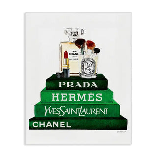 Makeup Bookstack Green Watercolor Canvas - 16x20