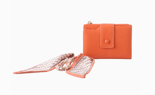 Wallet Adorned with Matching Scarf Hang-Off- Orange
