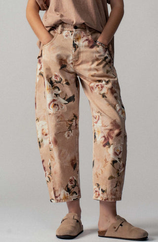 Vintage Relaxed Floral Print Barrel Pants