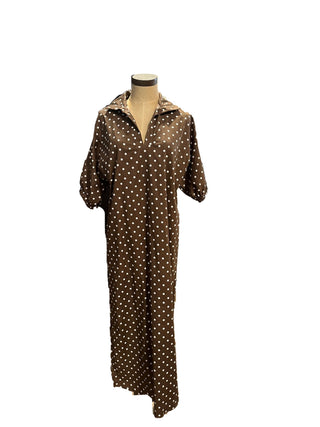Stand Collar Drop Shoulder Midi Dress