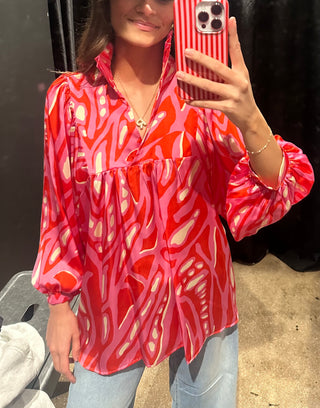 high ruffle collar v neck top