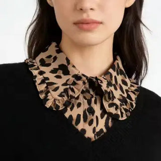 Leopard Ruffled Fake Collar