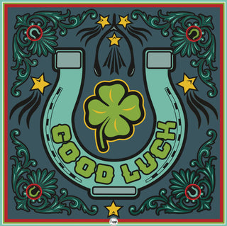 Lucky Horseshoe Bandana- Slate Blue