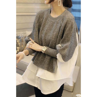 Splicing Round Neckline Sweater