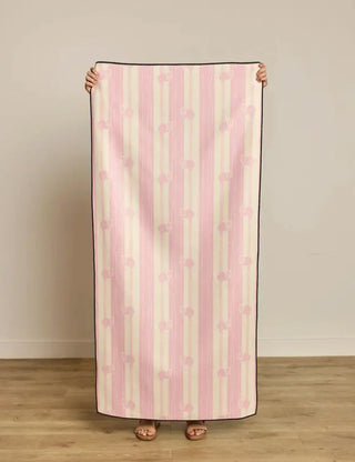 Flamingo Stripe Pink Beach Towel
