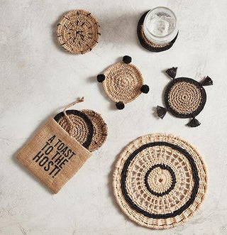Seagrass Coaster Set (4) W/ Burlap Bag