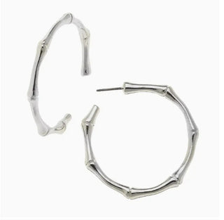 Silver Bamboo Hoop Earrings
