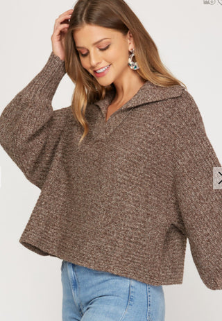 Mocha Knit Cropped Sweater