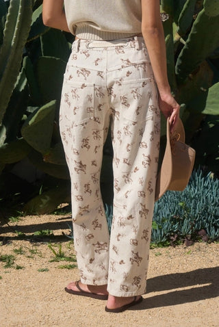 Western Cowboy Print Barrel Pants