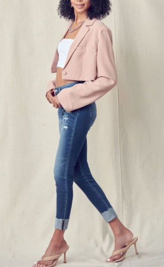 High Rise Ankle Skinny With Folded Hem