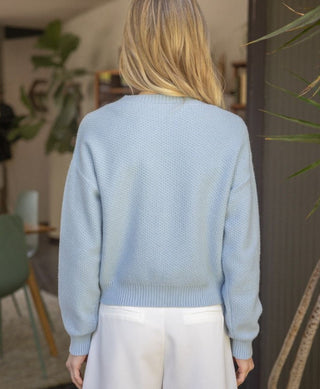 Contrast Bow Sweater Cardigan