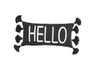 Hello Black Tassel Pillow