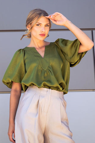 V-Neck Puff Sleeve Top
