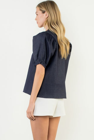 Puff Sleeve Denim Top
