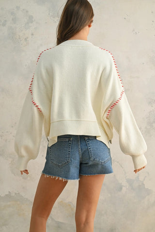USA rope letter sweater