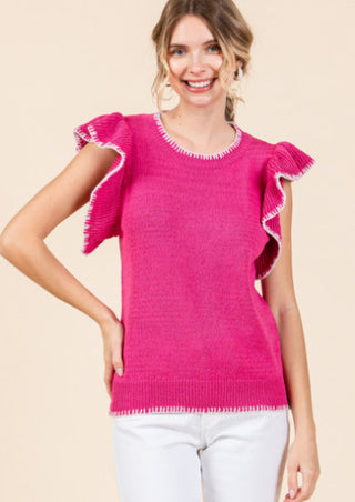 Ruffle Sweater Top with Sinched Bottom