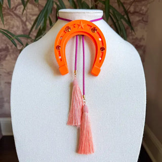 Lucky Horseshoe Bolo Orange with Fuchsia & Peach