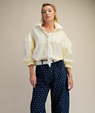 3/4 Sleeves Button Down Poplin Shirt