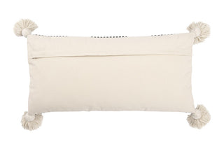 Black Lumbar Striped Pillow w Tassels