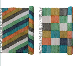 Hand-Woven Cotton Dhurrie Rug w/ Fringe, 2 Styles