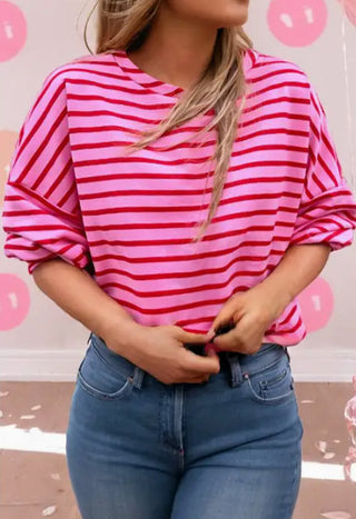 Striped Crew Neck Sweatshirt