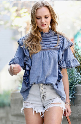 Ruffle Detail Cotton Blouse