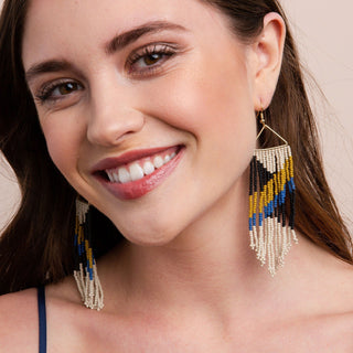Lapis Black Citron Diagonal On Triangle Earring
