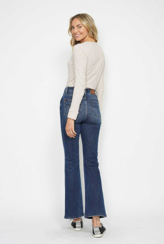 HW Tummy Control Back Pkt Embroidered Bootcut