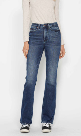 HW Tummy Control Back Pkt Embroidered Bootcut