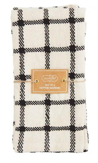Black & Cream Windowpane Napkins (Set of 4)