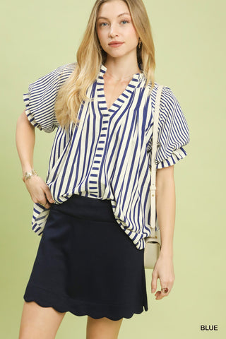 Striped V-Neck Top