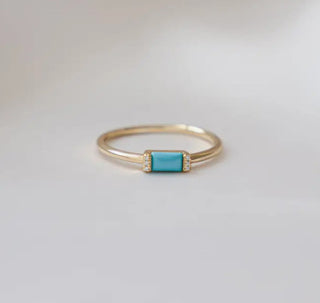 Turquoise Simple Baguette Ring- 6