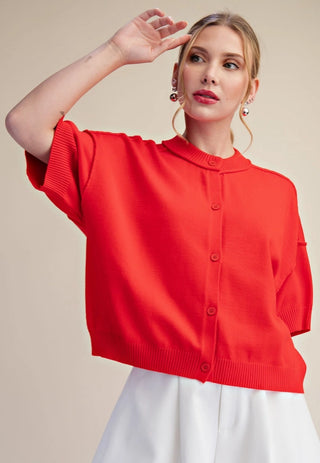 Everyday Cardigan Sweater Crew-Neck Elbow-Length Sleeves