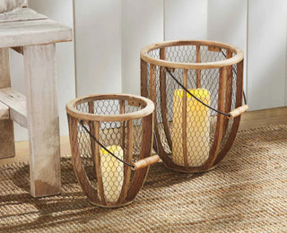 Wire Bucket Lantern Set