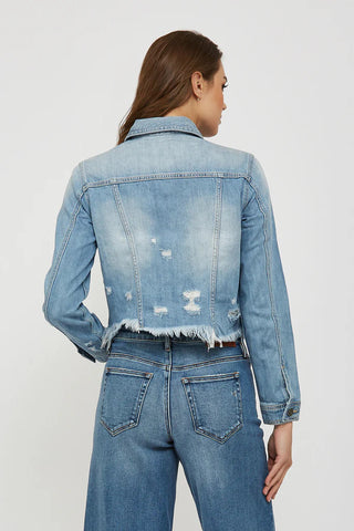 REBEL light wash frayed jacket