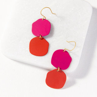 Scarlet Magenta Brass Circle Earring