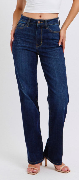 High Waist Dark Wash Straight Jeans