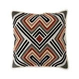 Cotton Embroidered Pillow w/ Pattern & Fringe, Polyester Fill- 20inch